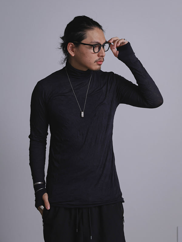 Craft Fabric Layered Turtle-neck L/S T-shirt [尾州コットン]【black】