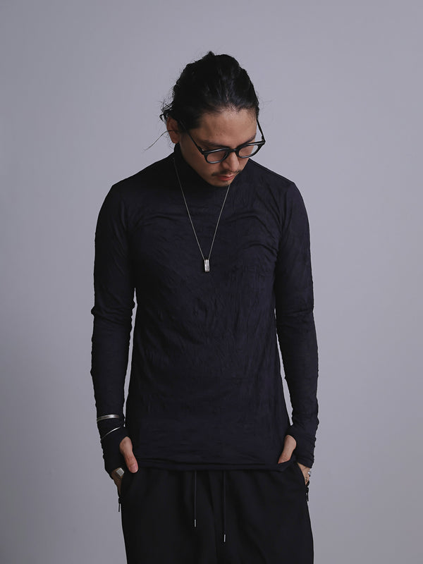 Craft Fabric Layered Turtle-neck L/S T-shirt [尾州コットン]【black】