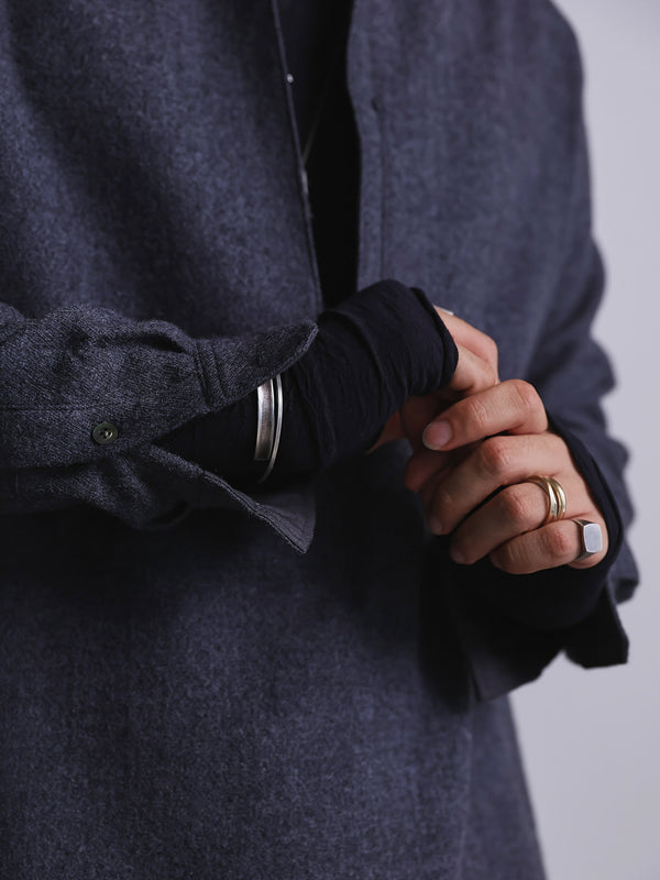 Craft Fabric Layered Turtle-neck L/S T-shirt [尾州コットン]【black】