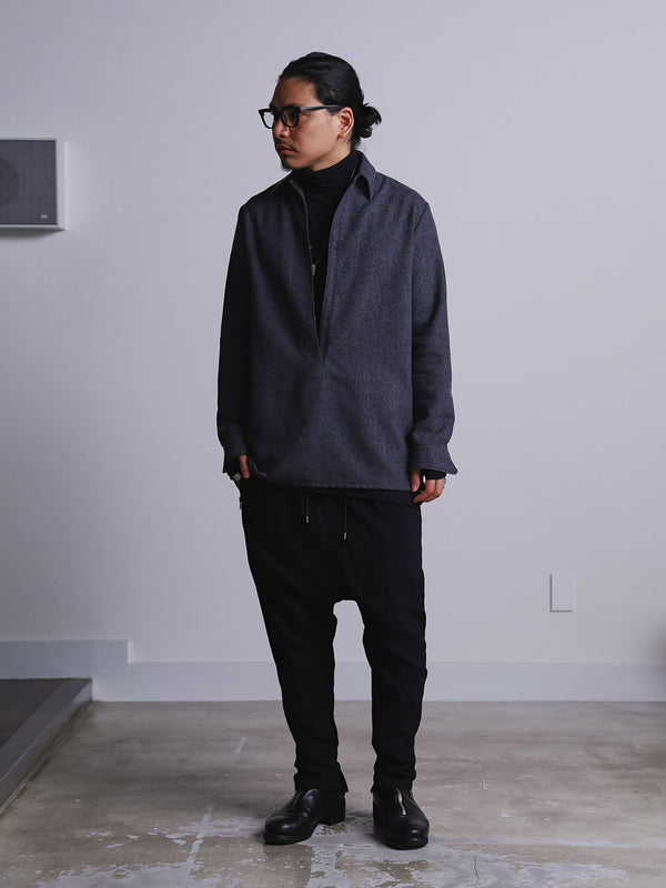 Craft Fabric Layered Turtle-neck L/S T-shirt [尾州コットン]【black】