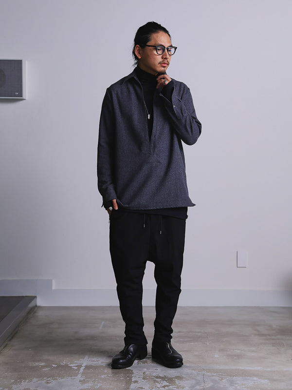 Craft Fabric Layered Turtle-neck L/S T-shirt [尾州コットン]【black】