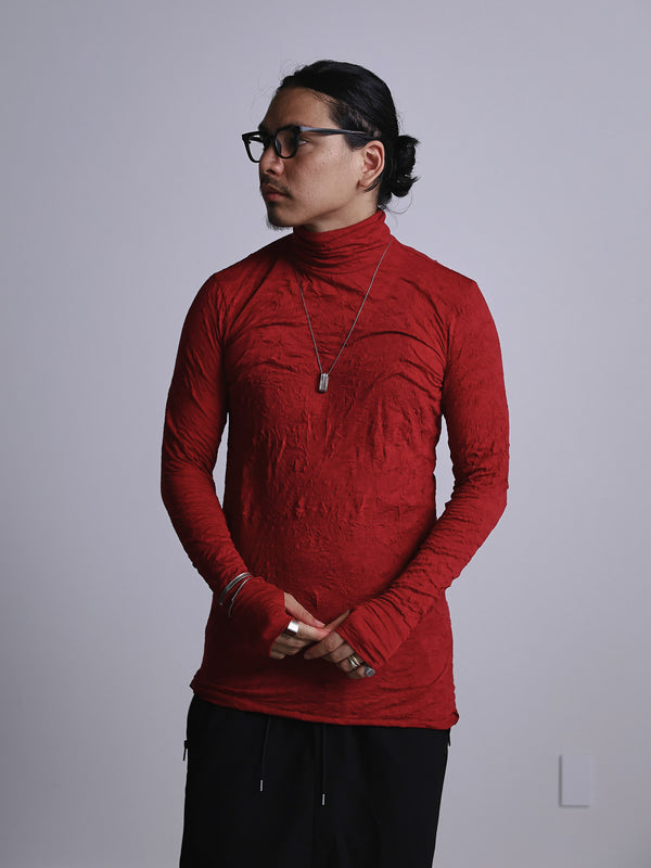 Craft Fabric Layered Turtle-neck L/S T-shirt [尾州コットン]【garnet】