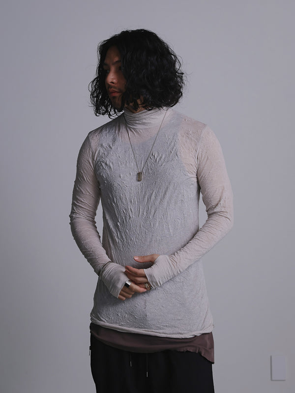 Craft Fabric Layered Turtle-neck L/S T-shirt [尾州コットン]【oyster】