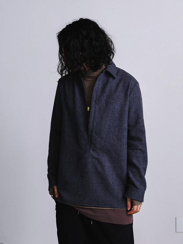 Craft Fabric Layered Turtle-neck L/S T-shirt [尾州コットン]【taupe】