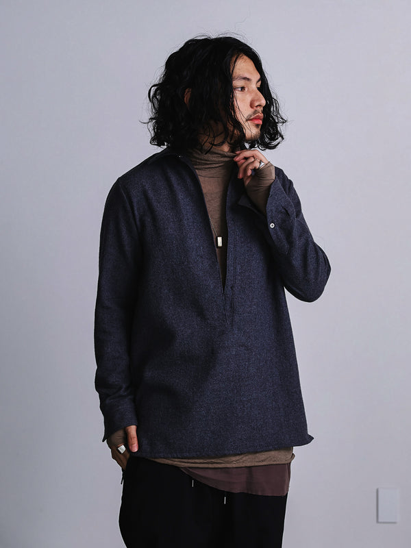 Craft Fabric Layered Turtle-neck L/S T-shirt [尾州コットン]【taupe】