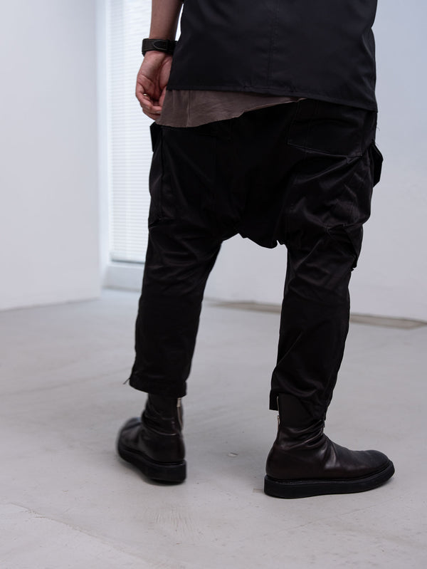 Velvet Suede Sarouel Crop Pants [BLACK]