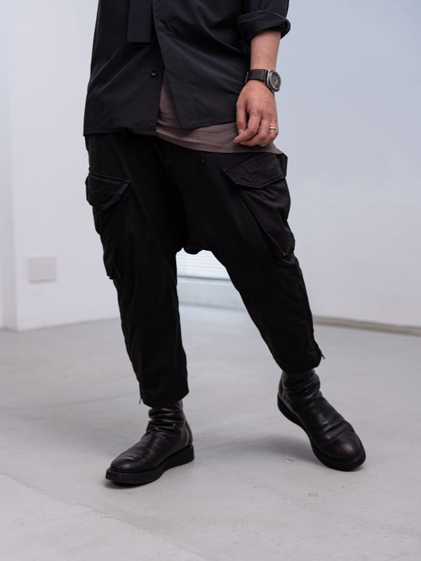 Velvet Suede Sarouel Crop Pants [BLACK]