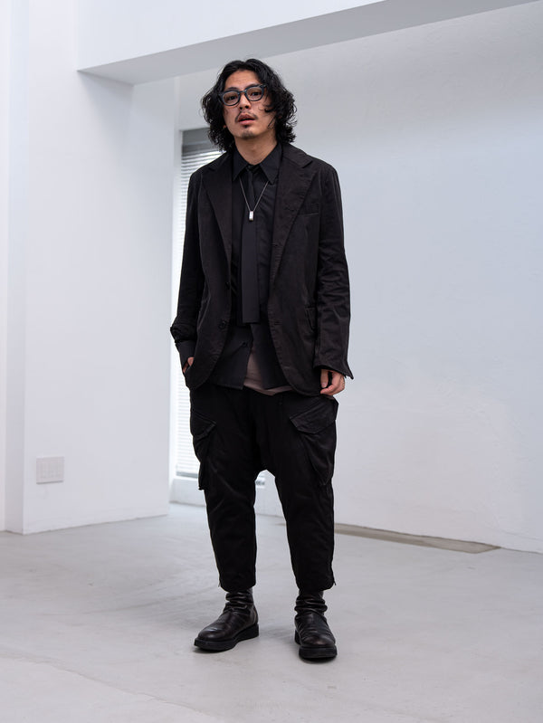 Velvet Suede Tailored Jacket [BLACK]