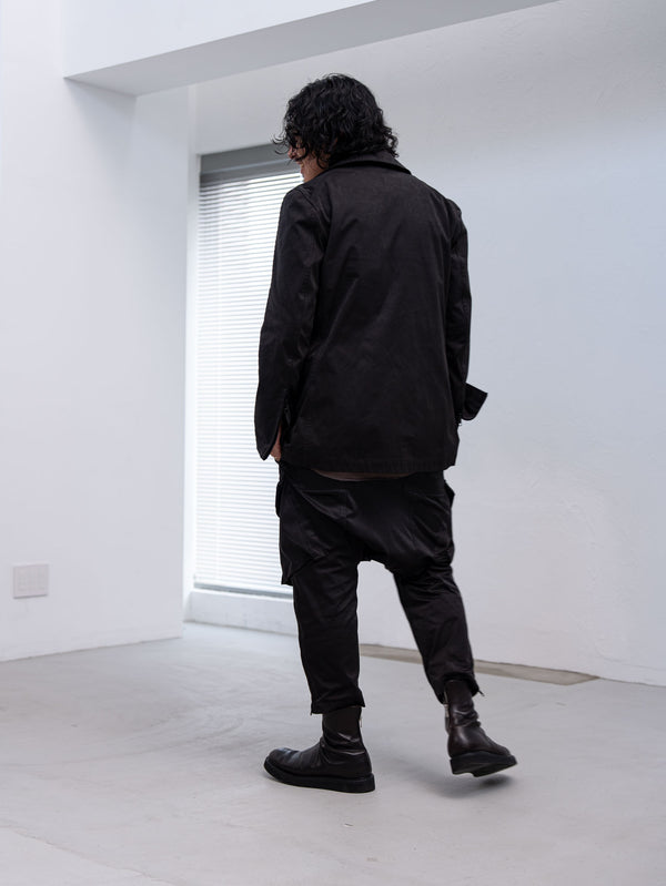 Velvet Suede Sarouel Crop Pants [BLACK]