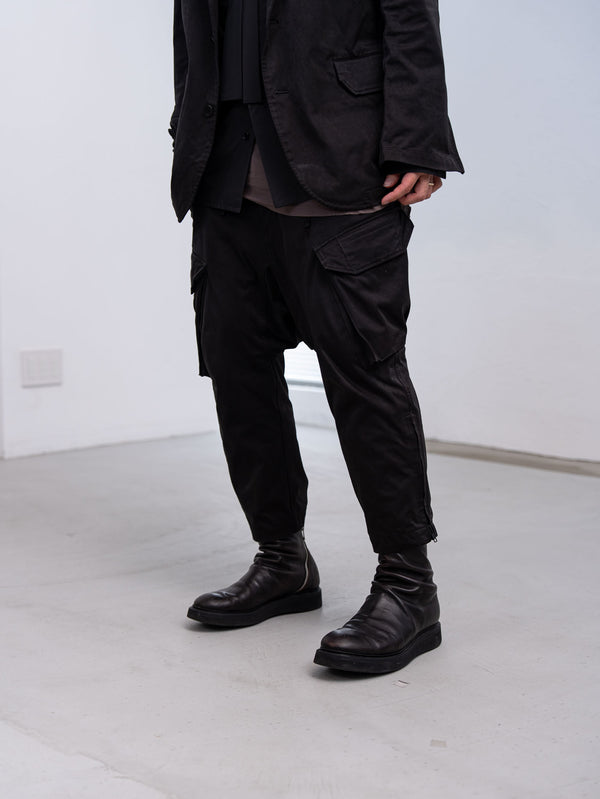 Velvet Suede Sarouel Crop Pants [BLACK]