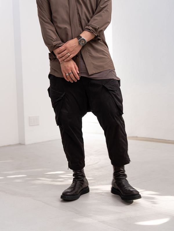 Velvet Suede Sarouel Crop Pants [BLACK]