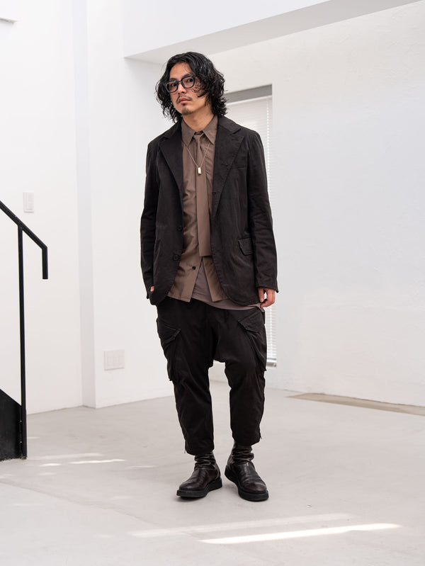 Velvet Suede Tailored Jacket [BLACK]