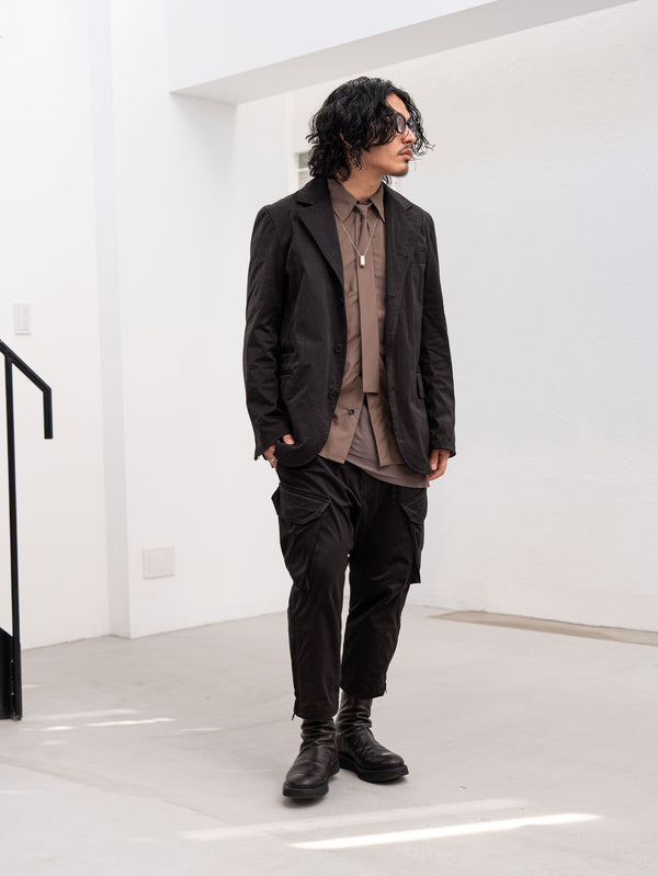 Velvet Suede Sarouel Crop Pants [BLACK]