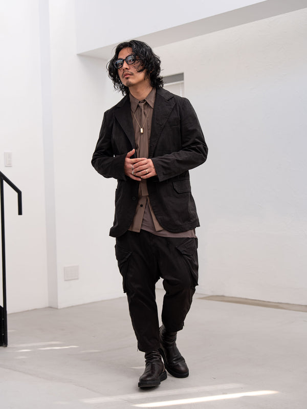 Velvet Suede Sarouel Crop Pants [BLACK]