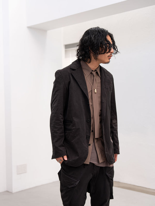 Velvet Suede Tailored Jacket [BLACK]