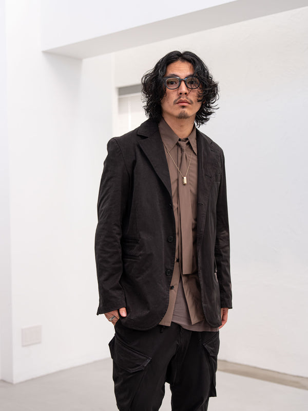 Velvet Suede Tailored Jacket [BLACK]