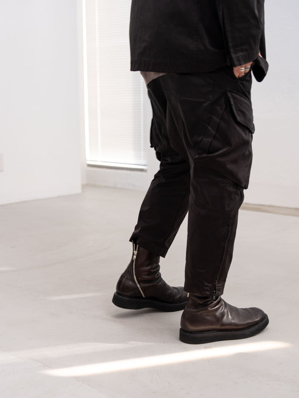 Velvet Suede Sarouel Crop Pants [BLACK]