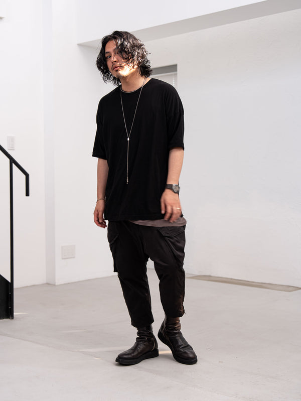 Velvet Suede Sarouel Crop Pants [BLACK]