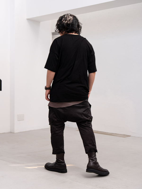Velvet Suede Sarouel Crop Pants [BLACK]