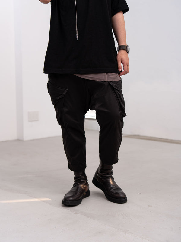 Velvet Suede Sarouel Crop Pants [BLACK]