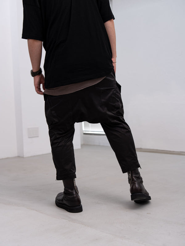 Velvet Suede Sarouel Crop Pants [BLACK]