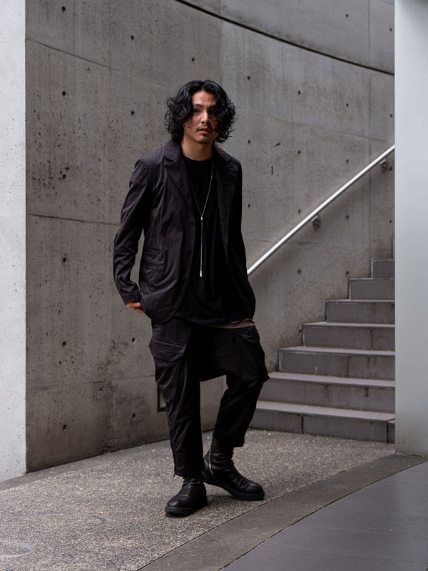 Velvet Suede Tailored Jacket [BLACK]