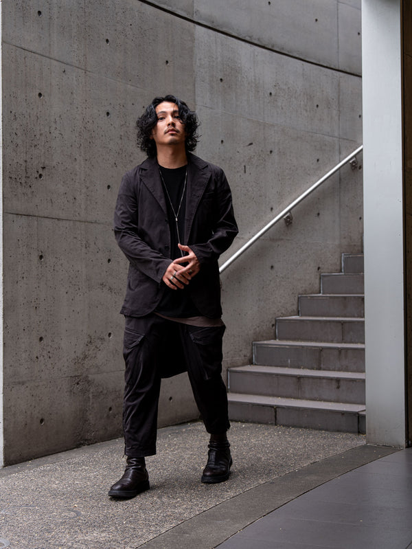 Velvet Suede Tailored Jacket [BLACK]