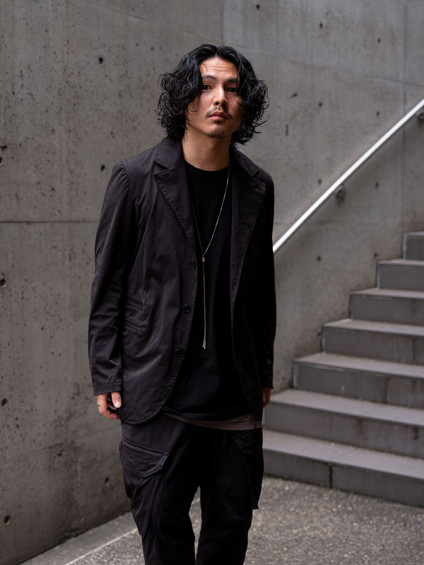 Velvet Suede Tailored Jacket [BLACK]