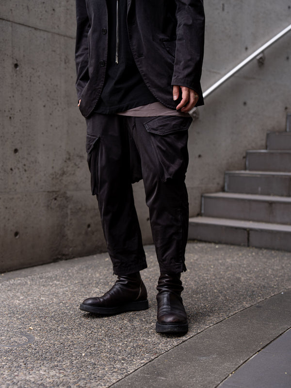 Velvet Suede Sarouel Crop Pants [BLACK]