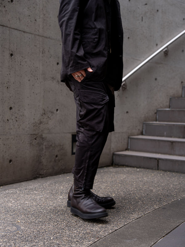 Velvet Suede Sarouel Crop Pants [BLACK]