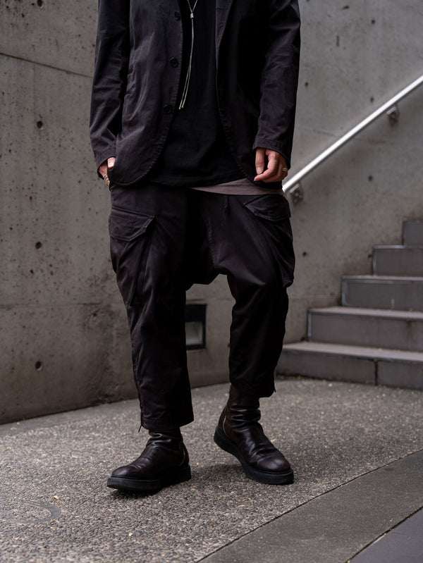 Velvet Suede Sarouel Crop Pants [BLACK]