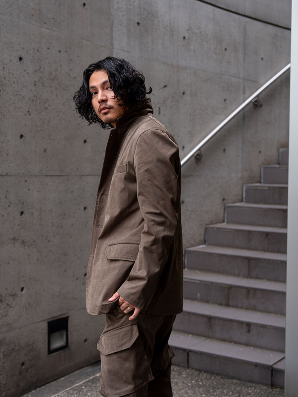 Velvet Suede Tailored Jacket [UMBER]