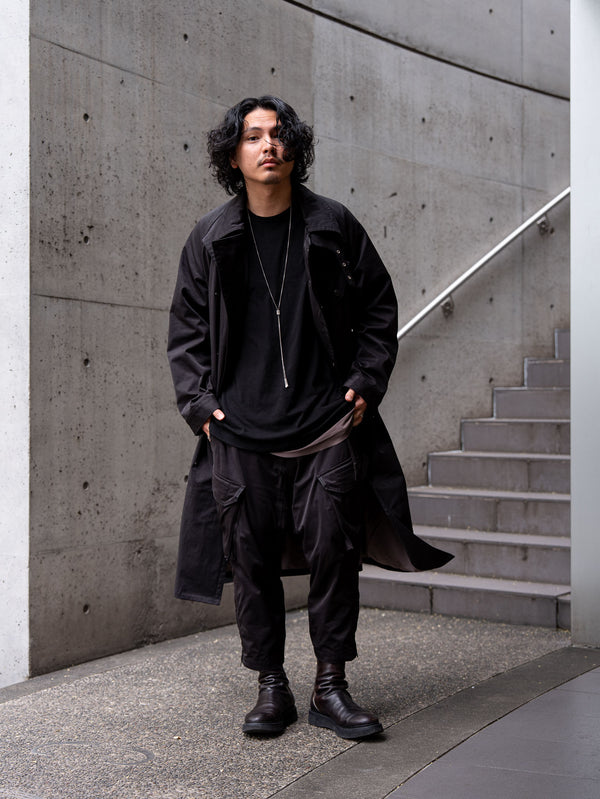 Velvet Suede Motorcycle Coat [BLACK]