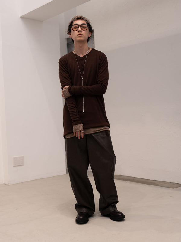 Craft Fabric Layered L/S T-shirt [TAUPE]