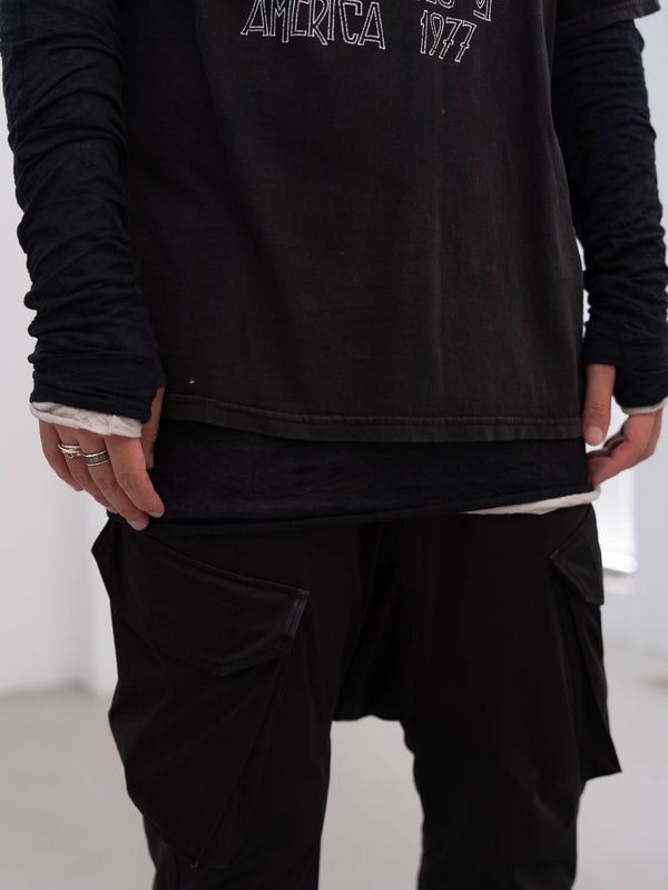 Craft Fabric Layered L/S T-shirt [BLACK]