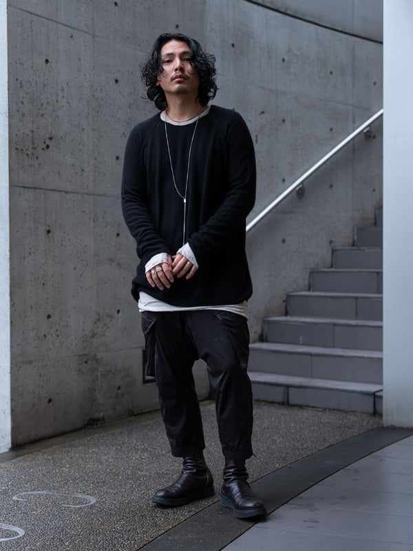 Cashmere Middle Boatneck Sweater【black】