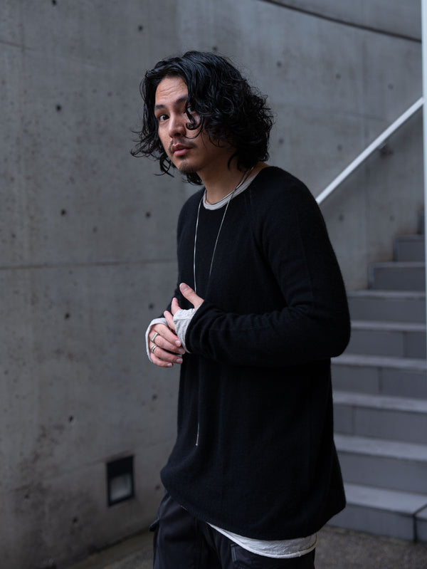 Cashmere Middle Boatneck Sweater【black】