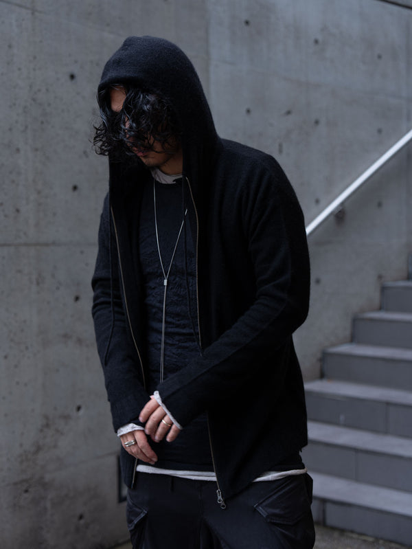Cashmere Double Zip Hoodie【black】
