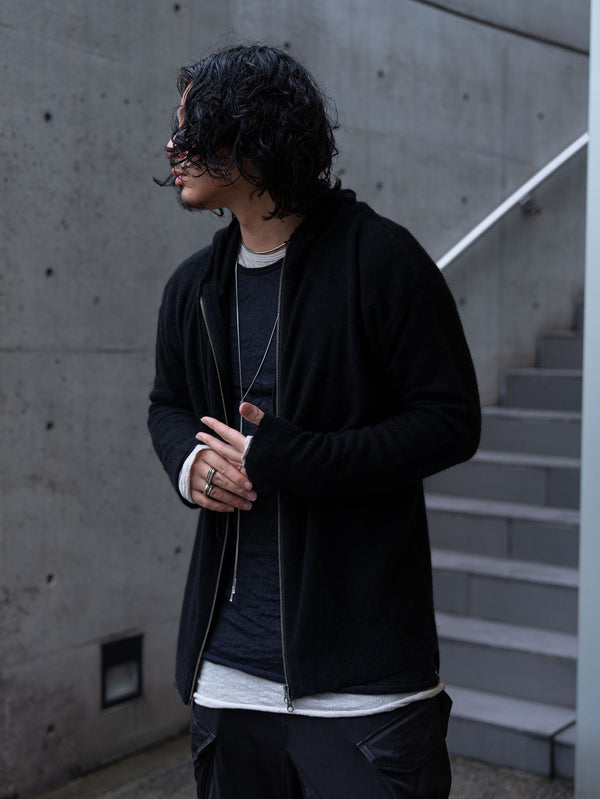 Cashmere Double Zip Hoodie【black】