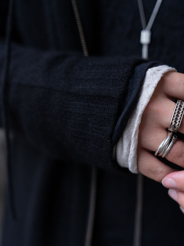 Cashmere Double Zip Hoodie【black】