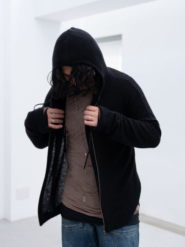 Cashmere Double Zip Hoodie【black】