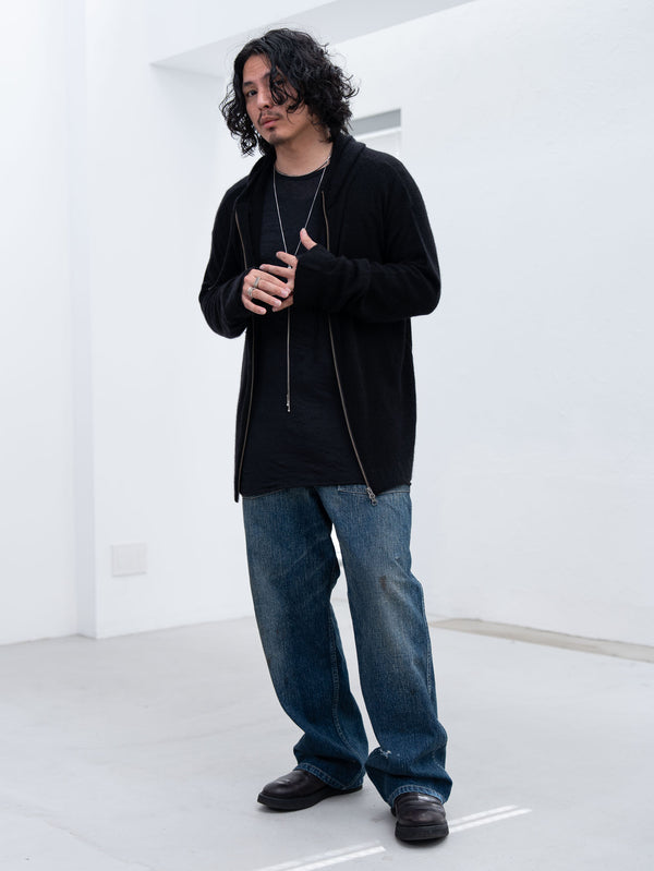 Cashmere Double Zip Hoodie【black】