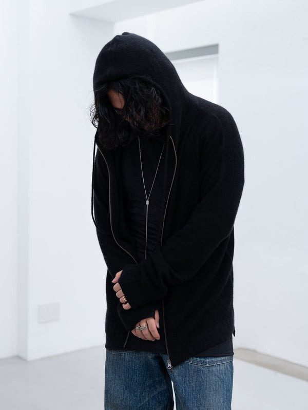 Cashmere Double Zip Hoodie【black】