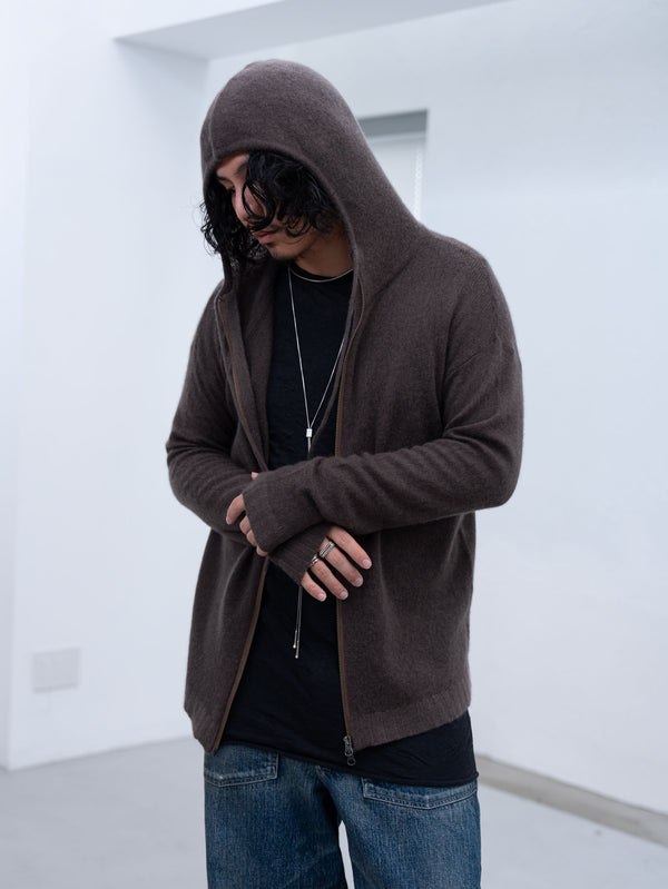 Cashmere Double Zip Hoodie【taupe】