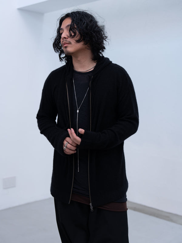 Cashmere Double Zip Hoodie【black】