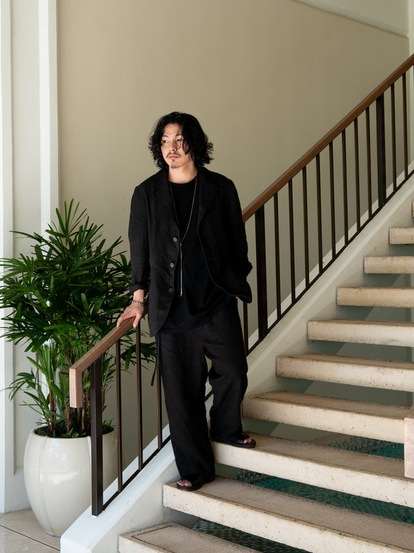 Dry Serge Sarouel Wide Pants [BLACK]