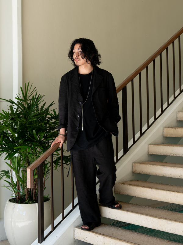 Dry Serge Sarouel Wide Pants [BLACK]