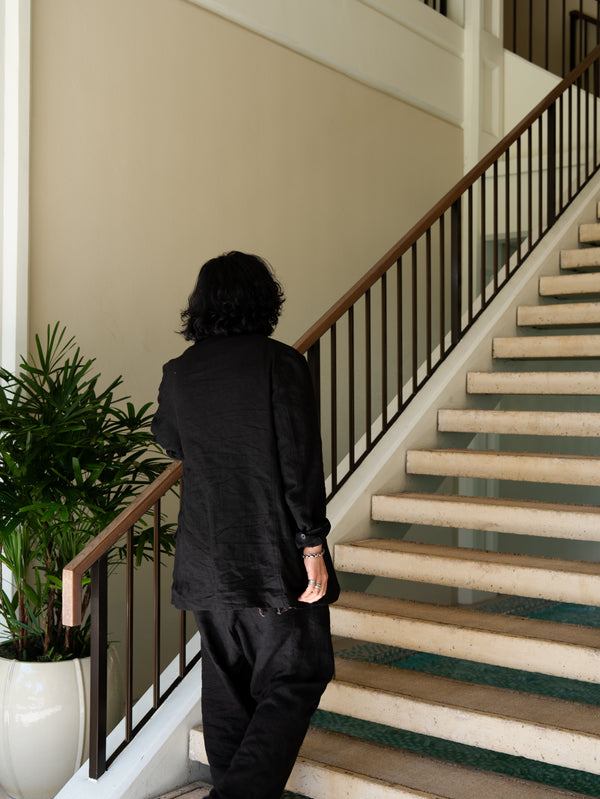 Dry Serge Sarouel Wide Pants [BLACK]