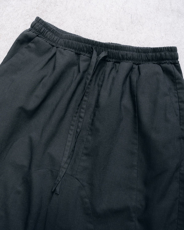 Black Modern Cut Linen Shorts [for setup]