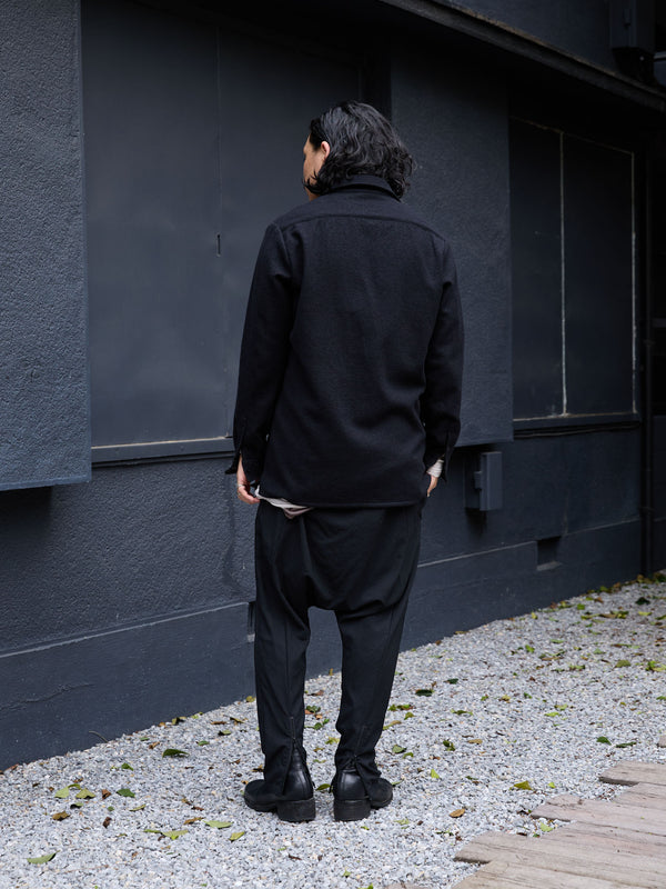 Washed Serge Vareuse Shirt Jacket 【black】